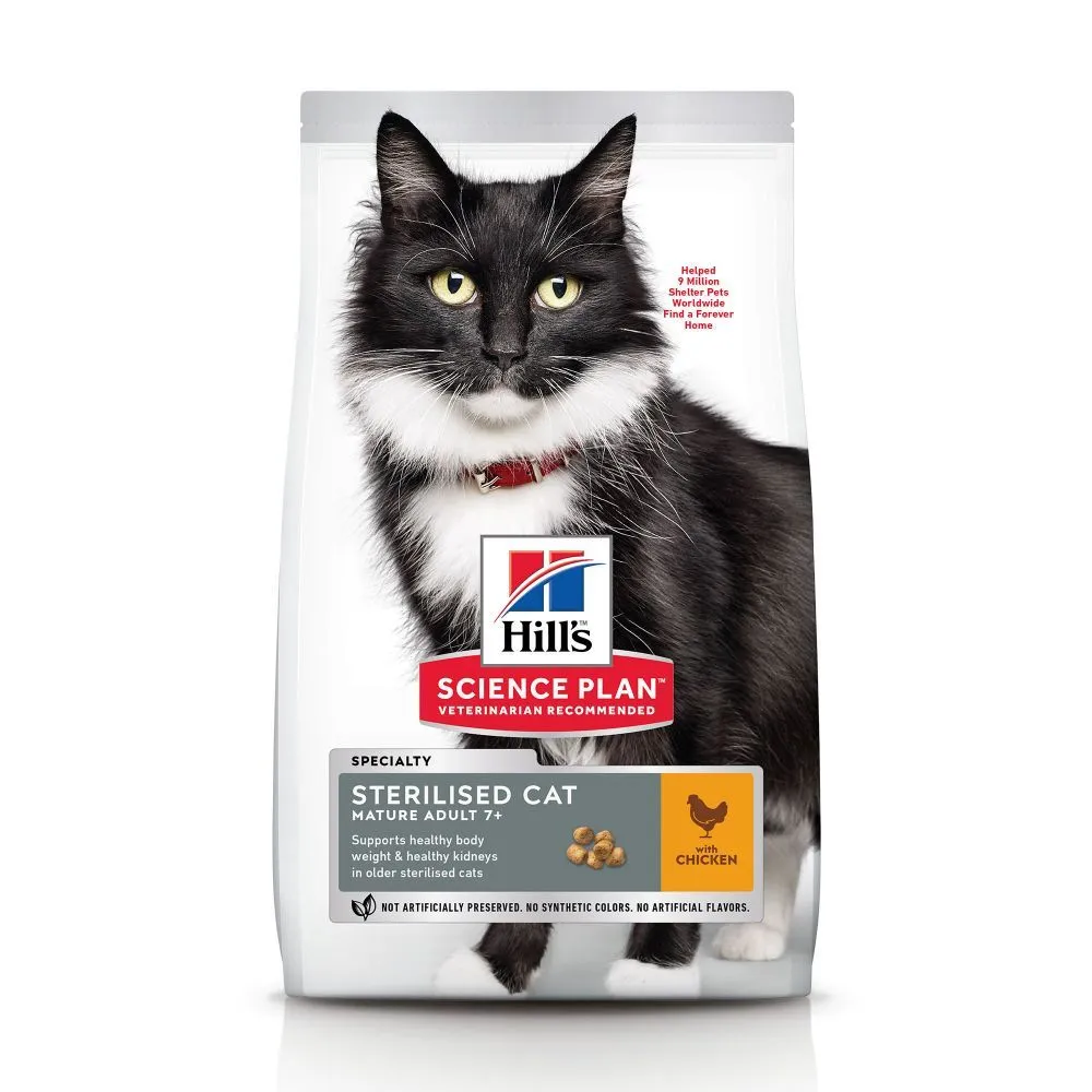 Hill's Science Plan Sterilised Mature Adult 7+ Kattenvoer Met Kip 10kg
