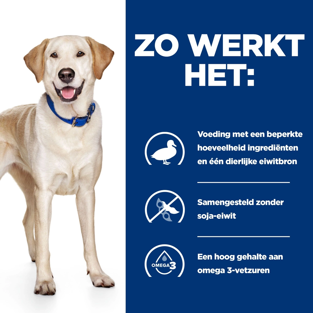 Hill's Prescription Diet D/d Food Sensitivities Hondenvoer Met Eend & Rijst 1.5kg - Afbeelding 3