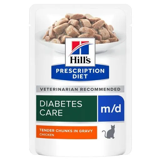 Hill's Prescription Diet Kat M/d Maaltijdzakje (kip) - 4 X (12 X 85 Gram)